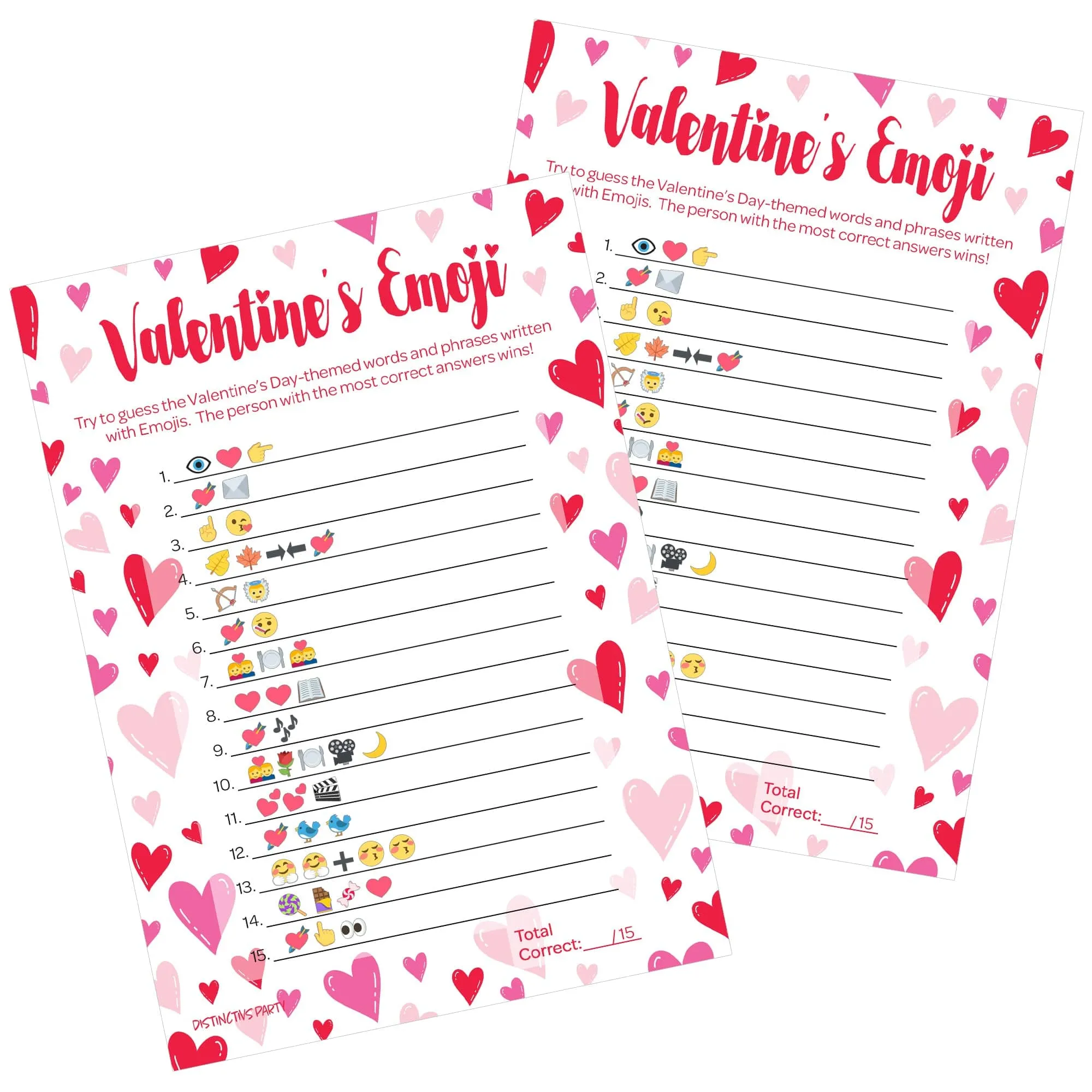 Valentine's Day Party Games: Emoji Party Game - Classroom Party Game - 25 Player Cards