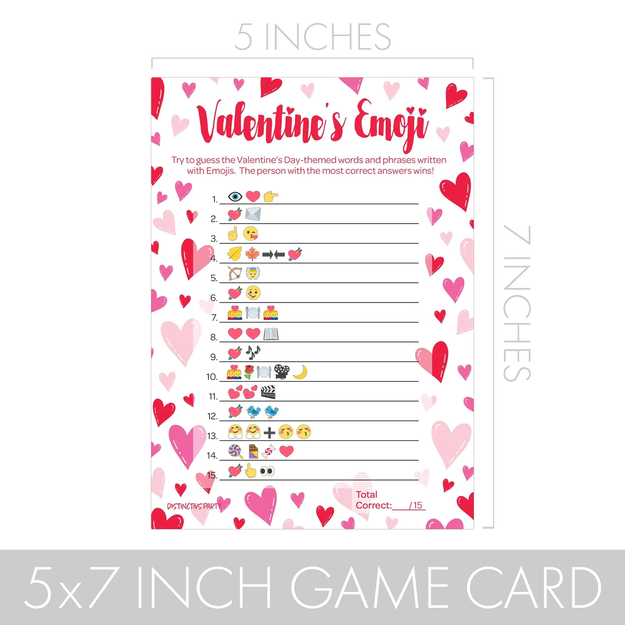 Valentine's Day Party Games: Emoji Party Game - Classroom Party Game - 25 Player Cards