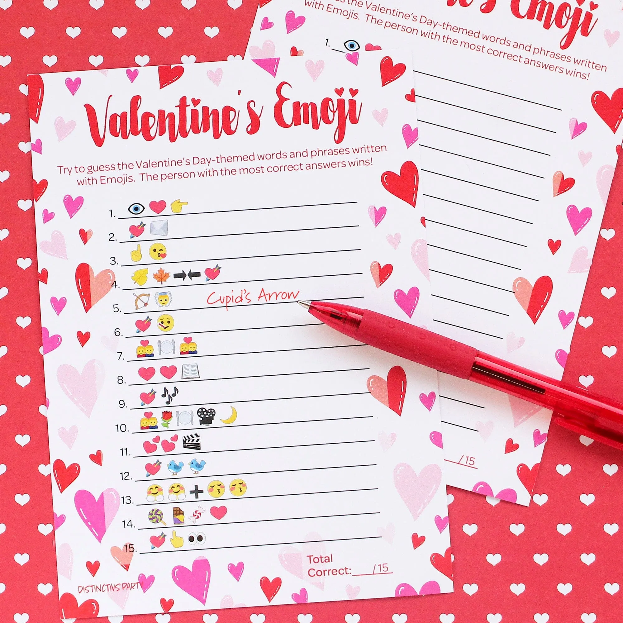 Valentine's Day Party Games: Emoji Party Game - Classroom Party Game - 25 Player Cards