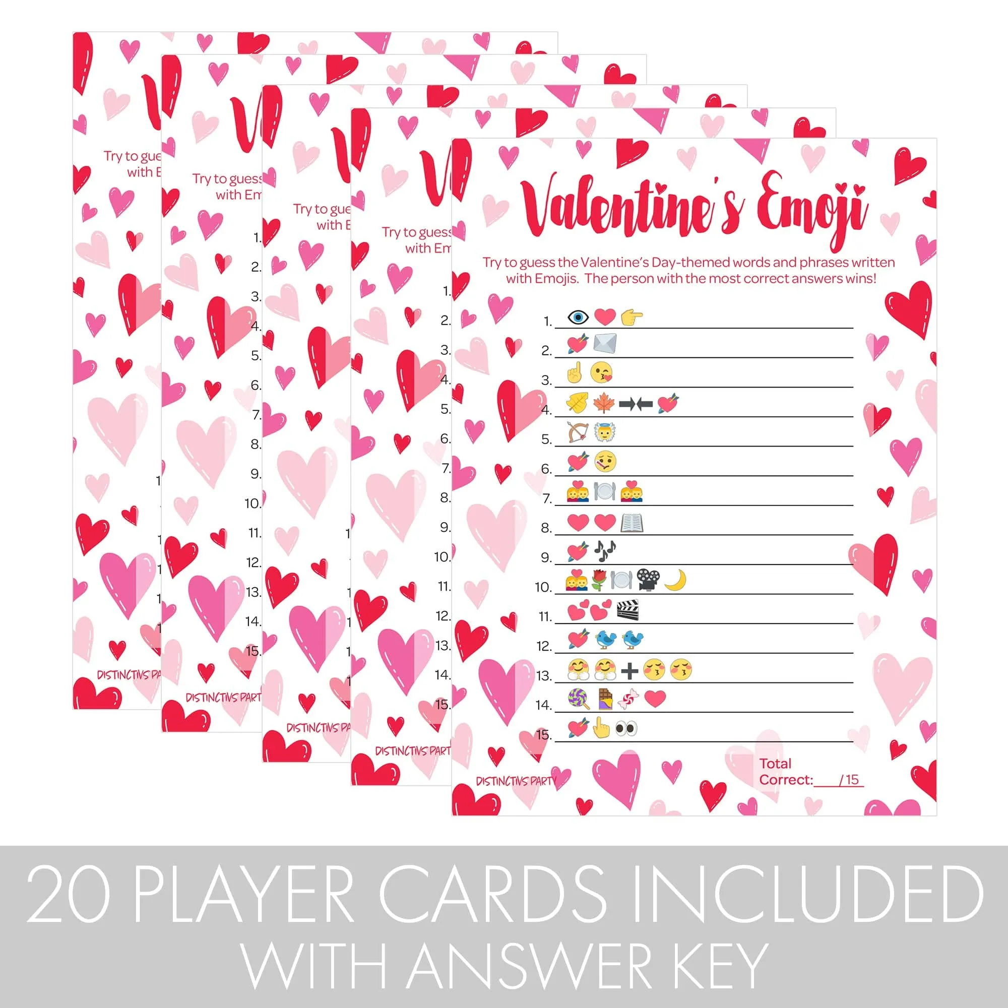 Valentine's Day Party Games: Emoji Party Game - Classroom Party Game - 25 Player Cards