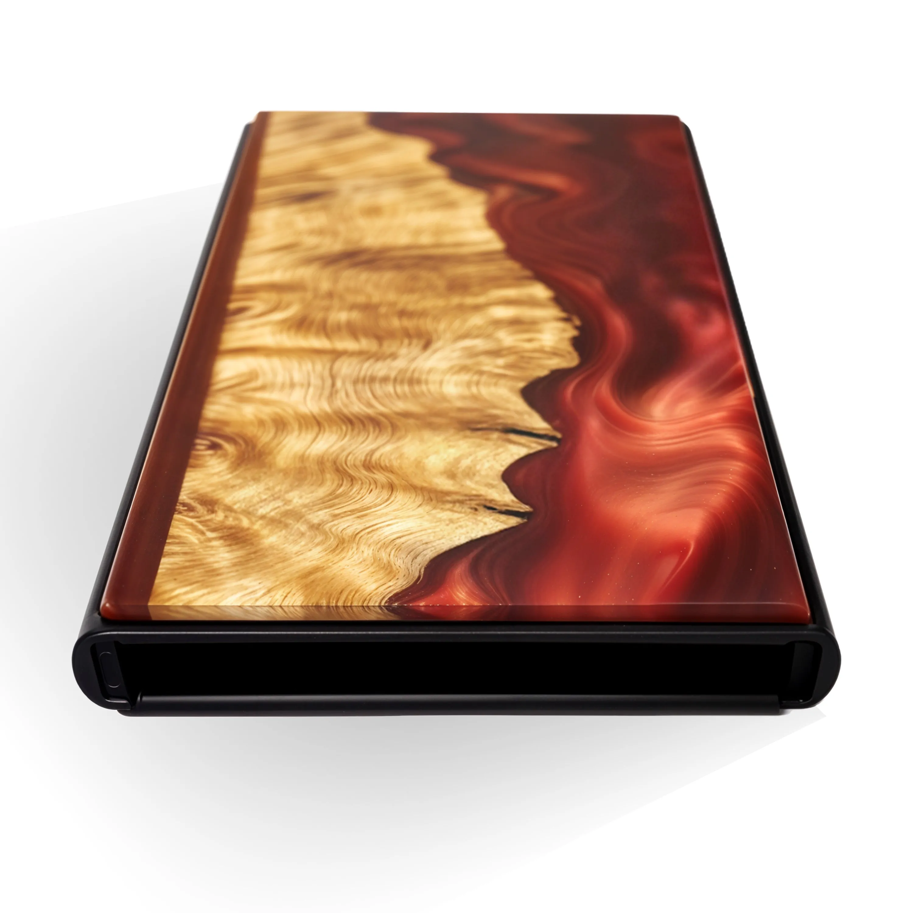 Wine Red - Wood & Resin Smart Wallet (Pop-Up Card Holder)