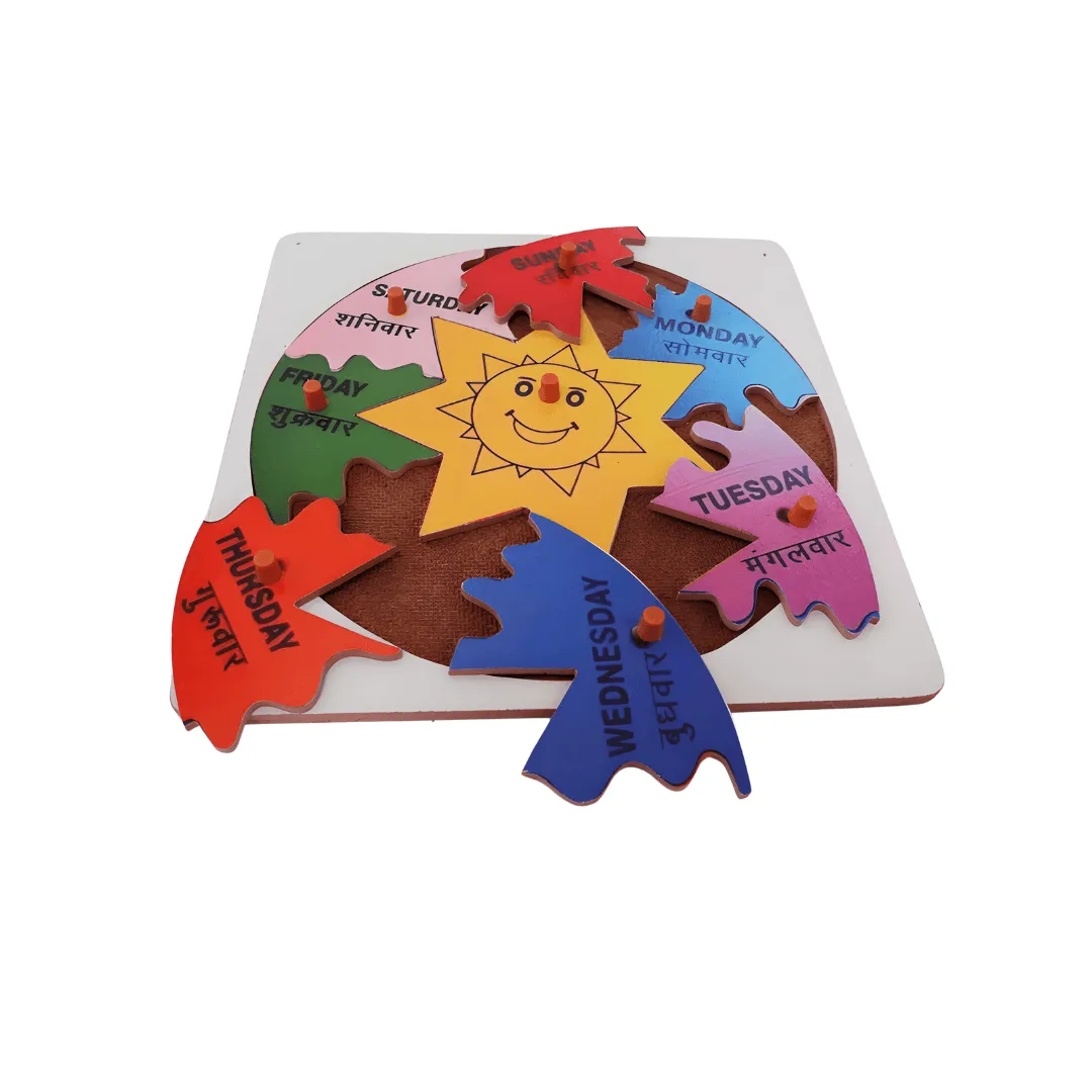 Wooden Day Puzzle Board Learning Puzzle Board for Kids above 3 years(Hindi)