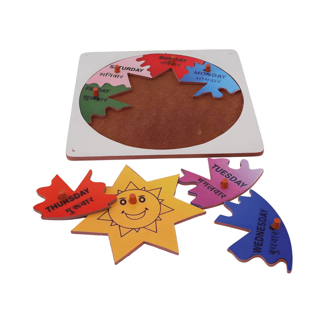 Wooden Day Puzzle Board Learning Puzzle Board for Kids above 3 years(Hindi)