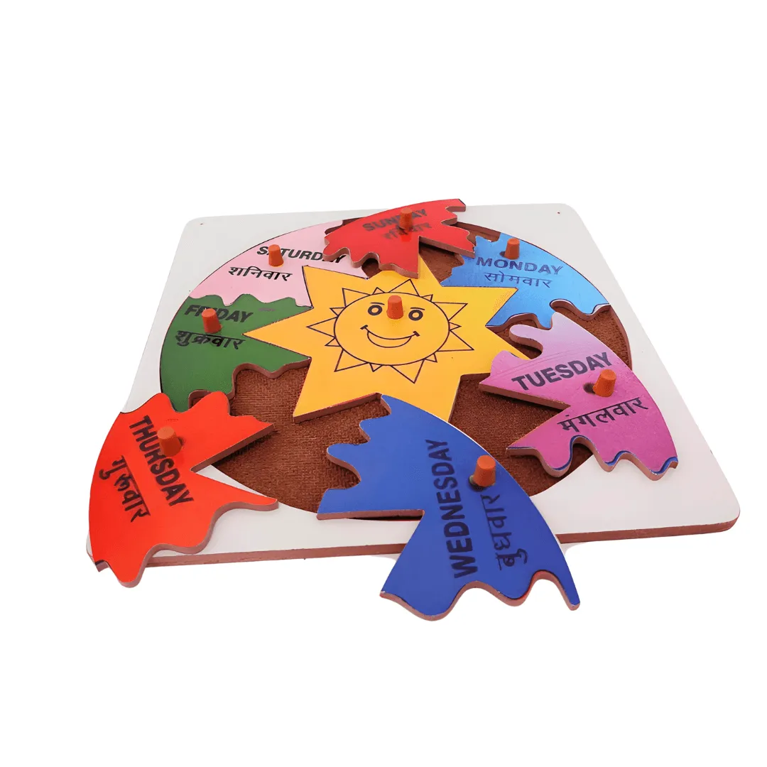 Wooden Day Puzzle Board Learning Puzzle Board for Kids above 3 years(Hindi)