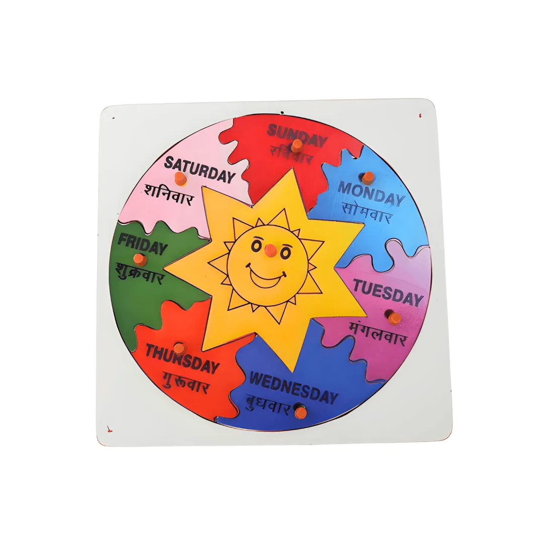 Wooden Day Puzzle Board Learning Puzzle Board for Kids above 3 years(Hindi)