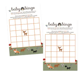 Woodland Forest Baby Shower Bingo Game - Rustic Gender Neutral Design