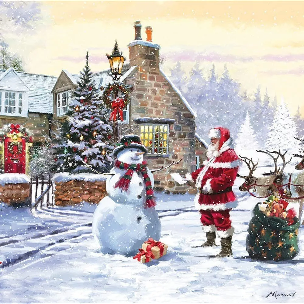 Woodmansterne Santa & Snowman Christmas Cards - Pack of 10